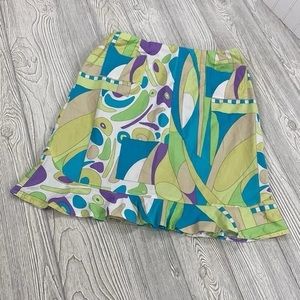 Carlisle Vintage Retro Teal Green Purple Abstract Tulip Skirt